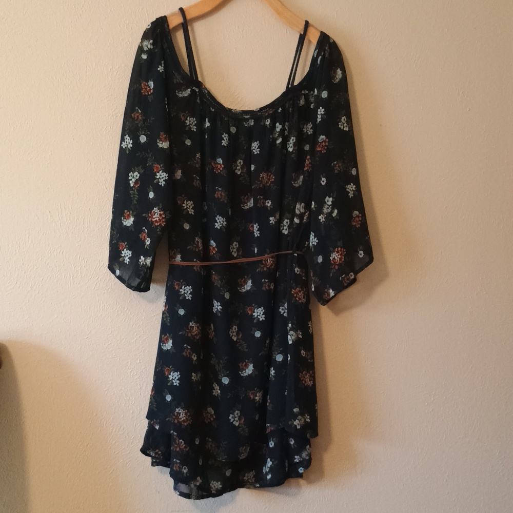 Floral Cold Shoulder Mini Dress